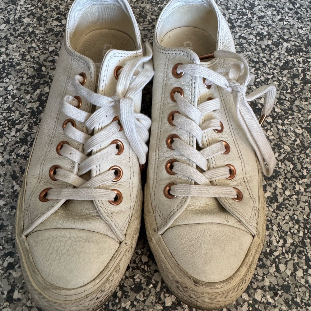 Converse White Sneakers with Copper Accents